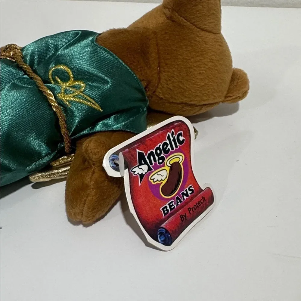 Angel Brown Bear Stuffed Animal with Green Dress NWT